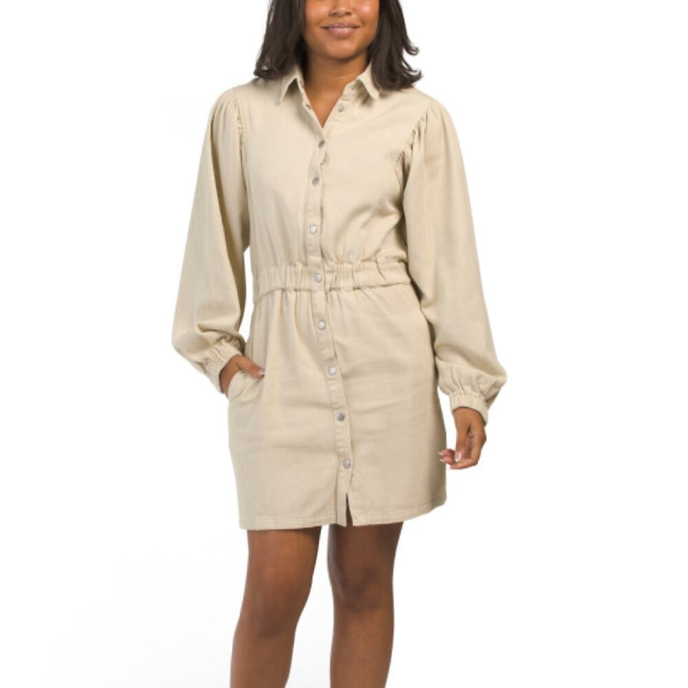 NWT IDEM DITTO Women's Cotton Long Sleeve Mini Shirt Dress